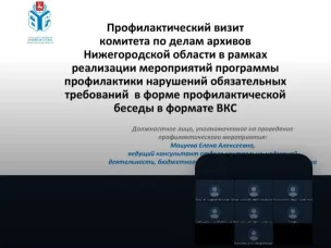 Профилактический визит в формате ВКС  в отношении организаций - источников комплектования муниципальных архивов Варнавинского и Вознесенского муниципальных округов Нижегородской области